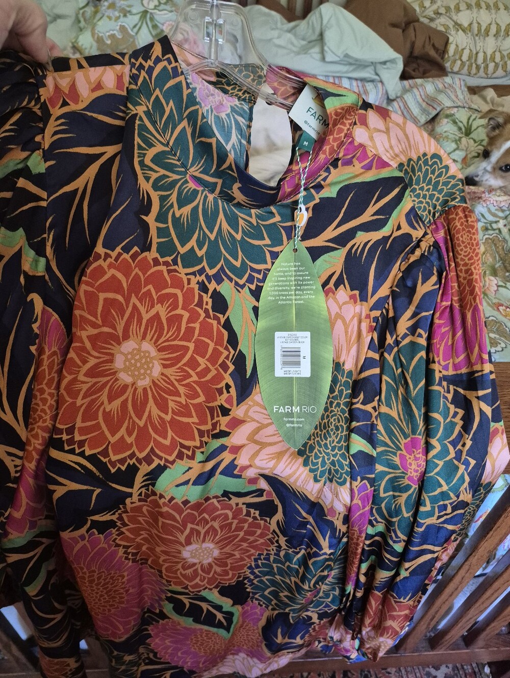 FARM RIO Med   multicolor vintage garden satin Shirt - Picture 5 of 5